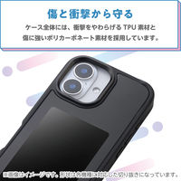 iPhone16 ケース 背面ディスプレイ搭載 高解像度 推し活 ブラック PM-A24AEINK01BK エレコム 1個（直送品）