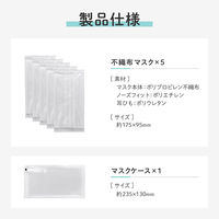 MSソリューションズ トラベルセット マスク(個包装マスク5枚+マスクケース) PL-MST03TRVL02 1個（直送品）