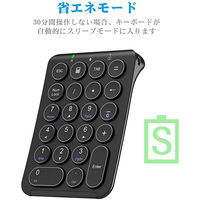 テンキー Bluetooth パンダグラフ 薄型 充電式 Tabキー付 耐久性 IC-KP08 ブラック 1個 iClever