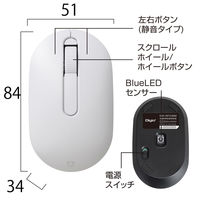 ナカバヤシ 無線静音 カードサイズマウス 3ボタン BlueLED ホワイト MUS-RKT246W 1個（直送品）