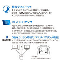 ナカバヤシ Bluetooth静音 軽量ミニマウス 3ボタン BlueLED ブラック MUS-BKT250BK 1個（直送品）