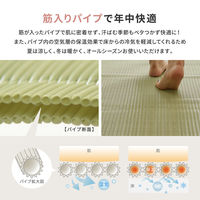 萩原 洗えるい草風カーペット 四条 江戸間8帖 159068880 1セット(4個入)（直送品）