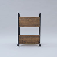 YAMAZEN ファイルワゴン 収納ラック 2段 木製棚 A4対応 キャスター付き MFRW-W2(ABR/SBK) 1台（直送品）