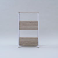 YAMAZEN ファイルワゴン 収納ラック 2段 上棚付き 木製棚 A4対応 キャスター付き MFRW-W2T(AIV/SWH) 1台（直送品）