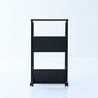 YAMAZEN ファイルワゴン 収納ラック 2段 上棚付き 木製棚 A4対応 キャスター付き MFRW-W2T(BK3/MBK) 1台（直送品）