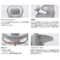 【組立設置込】コクヨ イングクラウド ヘッドレストなし 可動肘 ダークモデル フローリング用 ピートグレー×ブラック 1脚（直送品）