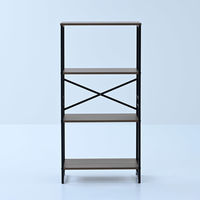 YAMAZEN スチール収納ラック 木製棚板 4段 アイアンラック スチールラック RAR-12604(WBR/SBK) 1台（直送品）