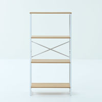 YAMAZEN スチール収納ラック 木製棚板 4段 アイアンラック スチールラック RAR-12604(NA/SWH) 1台（直送品）