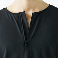 おたふく手袋 BT ゆったりストレッチ冷感 ロングスリーブ ハーフジップ クルーネックシャツ ブラック Sサイズ JW-743 1枚（直送品）