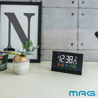 ノア精密 目覚まし時計 カラーデジット 電波時計 デジタル時計 MAG 温度計付き 482117 1個（直送品）