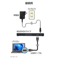 ポータブルBD/DVD用 ACアダプター 電力不足補助 PSE適合 LA-10W5S-11 ロジテック 1個（直送品）