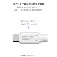 100W PD USB Type-C ケーブル 1m やわらかシリコン 白 MPA-CC5PTSS10WH エレコム 1個（直送品）