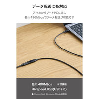 電力表示液晶搭載 USB Type-C 延長ケーブル 1m PD240W対応 ブラック MPA-CCWE10BK エレコム 1個（直送品）