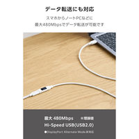 電力表示液晶搭載 USB Type-C 延長ケーブル 1m PD240W対応 ホワイト MPA-CCWE10WH エレコム 1個（直送品）