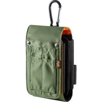 サンワダイレクト スマホ・iPhone収納ポーチ（カラビナ付・アルファデザイン・ダブルタイプ・モバイルバッテリーケース・デジカメ収納・カーキ） 1個（直送品）