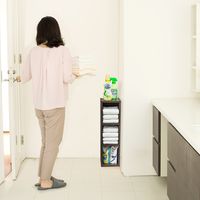 サンワダイレクト メディアラック（3段・木製・収納ラック・隙間収納・スリムラック・ブラウン） 200-FCD061BR 1個（直送品）