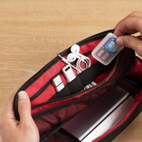 サンワダイレクト ガジェットポーチ（ACアダプタ収納ケース・モバイルバッテリーケース・縦長・キャリングケース・ブラック） 1個（直送品）