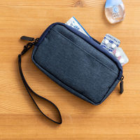 サンワダイレクト ガジェットポーチ（モバイルバッテリー・Wi-Fiルーター・iPhone・ケーブル収納・Sサイズ・ネイビー） 1個（直送品）