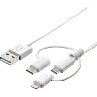 サンワダイレクト 3in1 充電ケーブル ライトニング マイクロUSB USB Type-C巻取りケーブル 500-IPLMM020 1本（直送品）