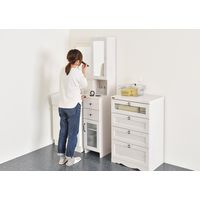 佐藤産業 DOLLY（ドリー） ミラー付収納ラック 幅300×奥行400×高さ1700mm ホワイト DO170-30MR WH 1台（直送品）