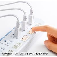 サンワサプライ 省エネタップ 3P 6個口 3m ホコリ防止シャッター 個別、一括スイッチ付き TAP-S10N-3 1個