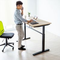 サンワサプライ 手動昇降ミーティングデスク ハイテーブル 幅1400×奥行700×高さ715～1125mm 木目 ERD-SH14070LMN 1台（直送品）