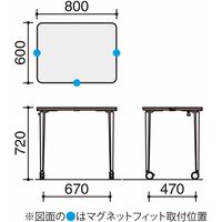 【組立設置込】コクヨ フィットミー 長方形テーブル マグネットフィット キャスター付 幅800×奥行600×高さ720mm サフランイエロー 1台（直送品）