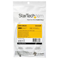 Startech.com 2m USB-A-USB-C ケーブル USB 2.0準拠 ホワイト RUSB2AC2MW 1個