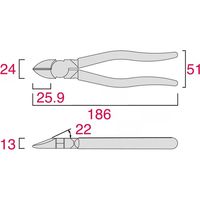 フジ矢 電工名人強力ニッパ(ラウンド刃・黒金) 770-175BG 1丁