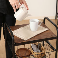 不二貿易 キッチンワゴン FBC-01-1 幅450×奥行355×高さ695mm ブラック/ブラウン 15420 1台（直送品）