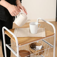 不二貿易 キッチンワゴン FBC-01-1 幅450×奥行355×高さ695mm ホワイト/ナチュラル 15421 1台（直送品）