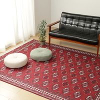 萩原 トルクメン プリントラグ 手織り絨毯風 1900×1900mm レッド 240623241 1枚（直送品）