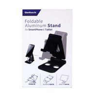 スマホスタンド　卓上型/アルミ製/折りたたみ式/角度調整/OWL-STD03-BK　ブラック　1個　オウルテック