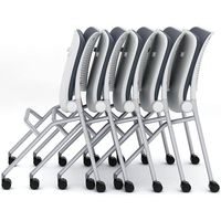 【設置込】内田洋行 Blume（ブルーメ） ミーティングチェア BLU-200WP メッキ脚 背パッド ティールグリーン 6-115-2036 1脚（直送品）