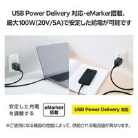 タイプCケーブル (USB-C to C) PD対応 100W 1.5m 黒 MPA-CC1G15BK エレコム 1個