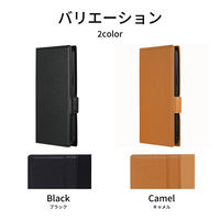 iPhone 15 Plus/iPhone 14 Plus 薄型・軽量PUレザー手帳ケース ブラック 耐衝撃 スタンド機能 ストラップホール（直送品）