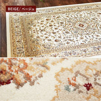 【玄関渡し】 萩原 エジプト製　メダリオン柄のウィルトン織ラグ　バハレイヤ レッド 230×230cm（直送品）