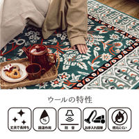 萩原 ウール100%の手づくりラグマット ポタリー ネイビー 270096410 1枚セット