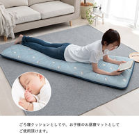 イケヒコ・コーポレーション 冷感 ひんやり ルカン 三層長座布団 650×1800mm ブルー 1223670041325 1枚（直送品）