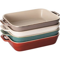 ストウブ Staub レクタンギュラーディッシュ ターコイズ（14×11cm）2枚セット グラタン皿 オーブン・電子レンジ対応 【日本正規販売品】