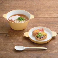 tak（タック）キッズディッシュ スープボウル 3点セット（ボウル、プレート、スプーン）Mサイズ イエロー 電子レンジ対応 1セット 竹中