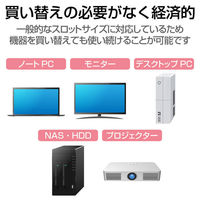 セキュリティワイヤー 4タイプマルチスロット対応 ダイヤル式南京錠 1.7m 直径2.2mm 周辺機器同時ロック 盗難防止 ESL-10A エレコ（わけあり品）