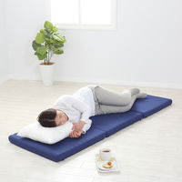 西川 ごろ寝マット 長座布団 三つ折り 高反発ウレタン コンパクト収納 休憩 レジャー 防災対策にも ネイビー 1枚