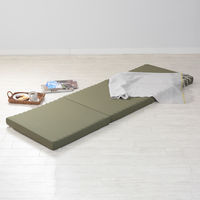 西川 ごろ寝マット 長座布団 三つ折り 高反発ウレタン コンパクト収納 休憩 レジャー 防災対策にも グリーン 1枚