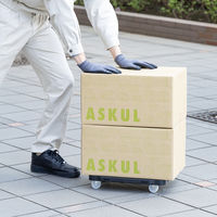 現場のチカラ ミニ連結平台車 ナイロンキャスター仕様 黒 耐荷重100kg （約）幅28.5×奥行42×高さ8cm オリジナル