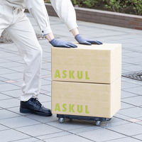 現場のチカラ ミニ連結平台車 エラストマーキャスター仕様 黒 耐荷重100kg （約）幅28.5×奥行42×高さ8cm オリジナル