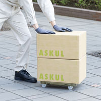 現場のチカラ ミニ連結平台車 ナイロンキャスター仕様 カーキ 耐荷重100kg （約）幅28.5×奥行42×高さ8cm オリジナル