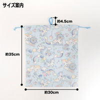 コッカ 巾着 大 ユニコーン（青） CS-1290 1A 1セット（5個）