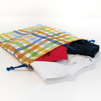 コッカ 巾着 大 チェック柄（青） CS-1298 1A 1セット（5個）