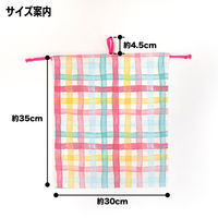 コッカ 巾着 大 チェック柄（ピンク） CS-1294 1A 1セット（5個）